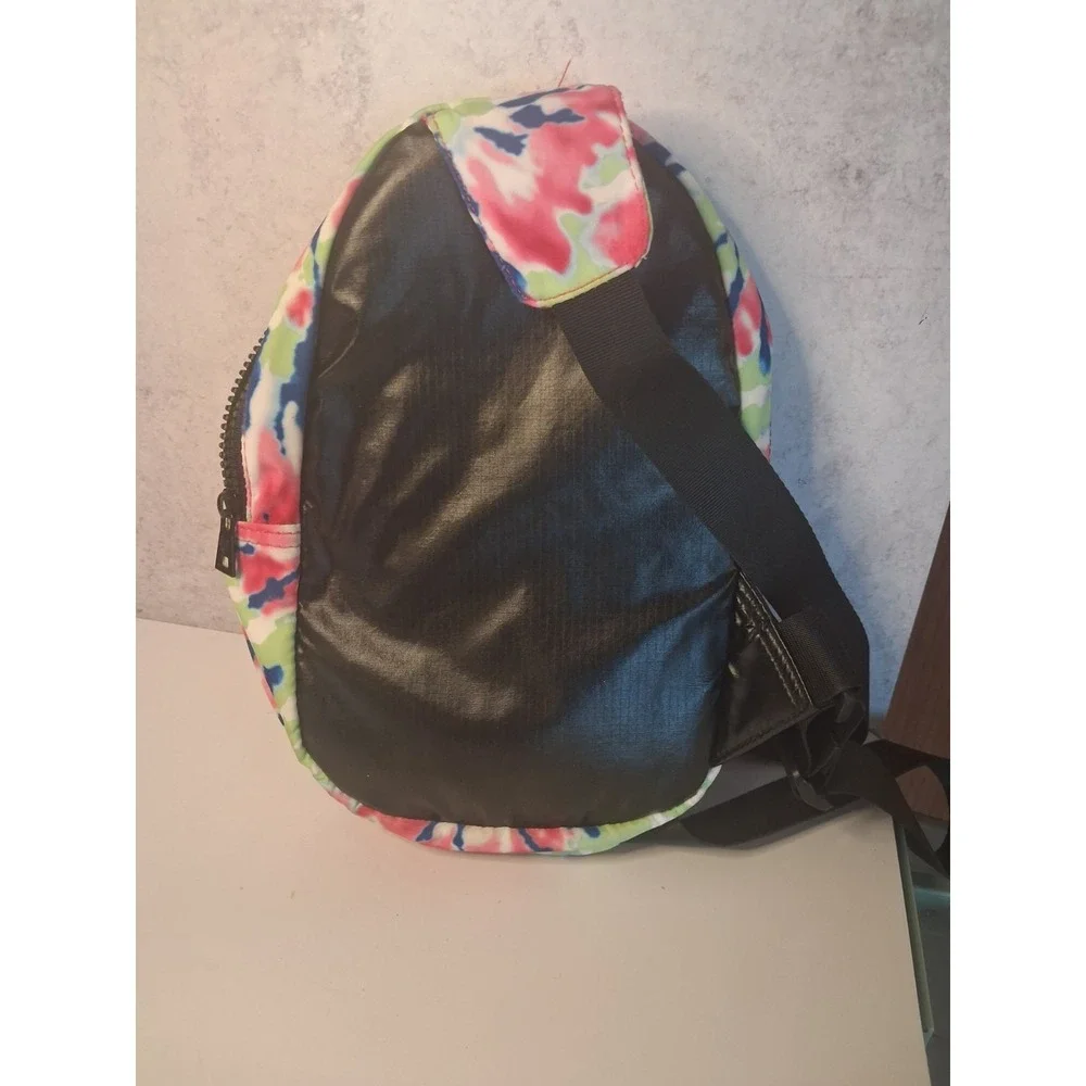 Justice Sport Nylon Tie-Dye Sling Bag Crossbody Backpack Purple Pink Retro Tween